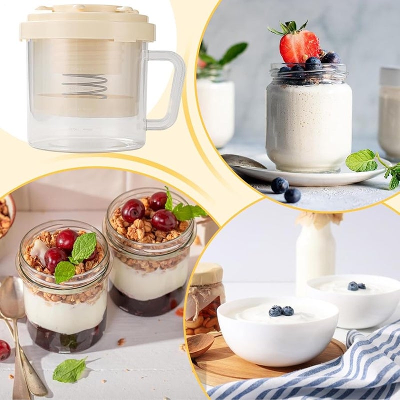 Beige Yogurt Maker Machine with Fine Mesh Strainer for Homemade Cheese and Juice - Image 5