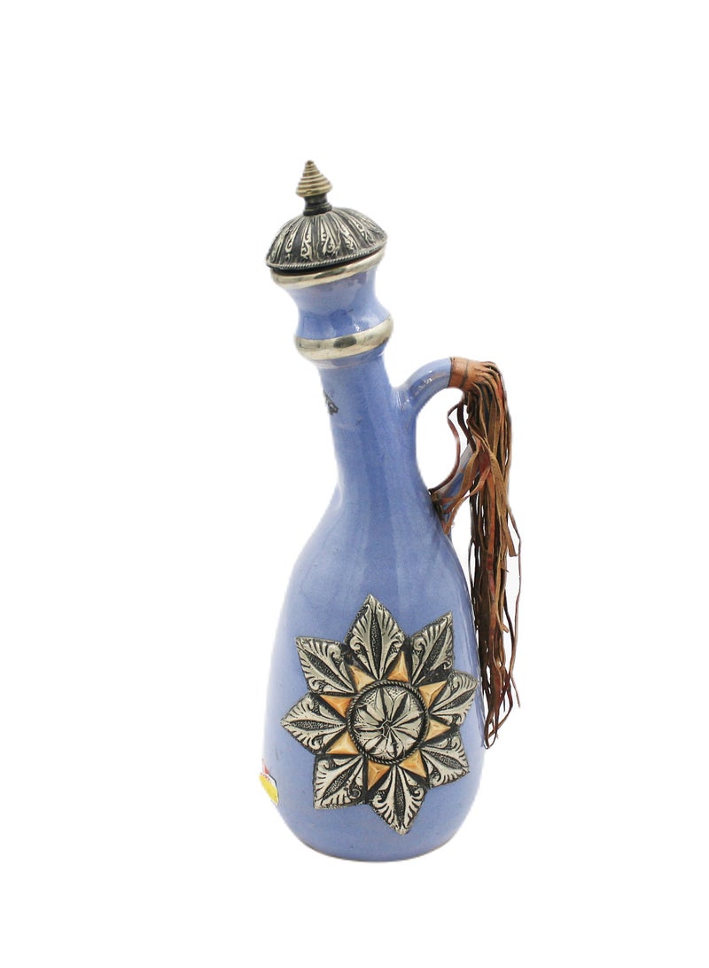 Antique Museum Moroccan Handmade Decanter With Metal Work 14 Inch  - Image 2