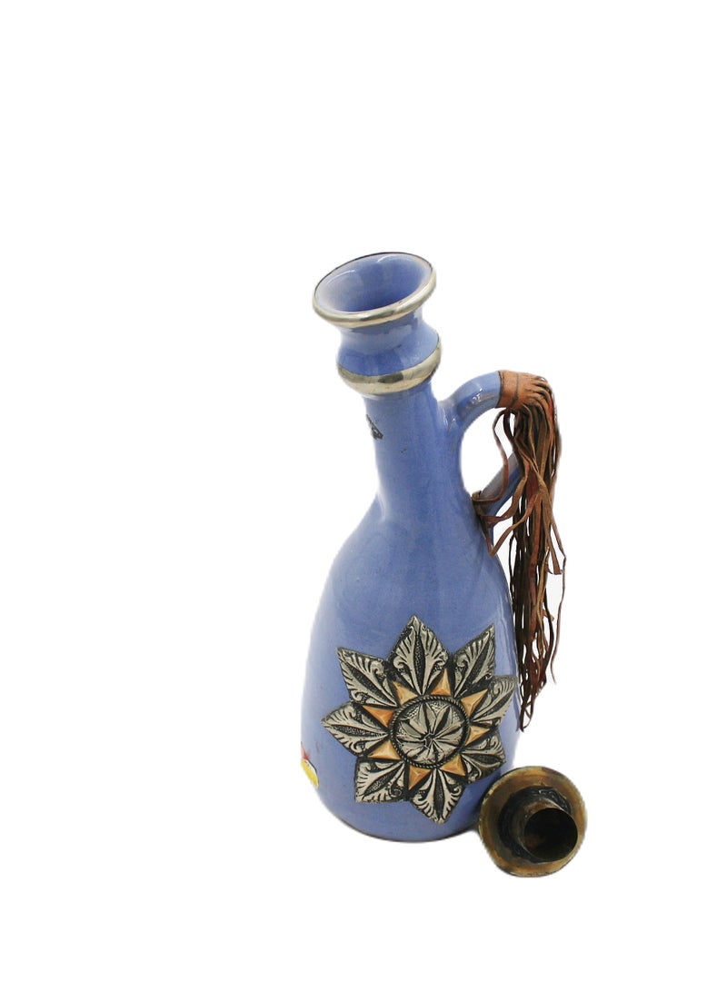 Antique Museum Moroccan Handmade Decanter With Metal Work 14 Inch  - Image 3