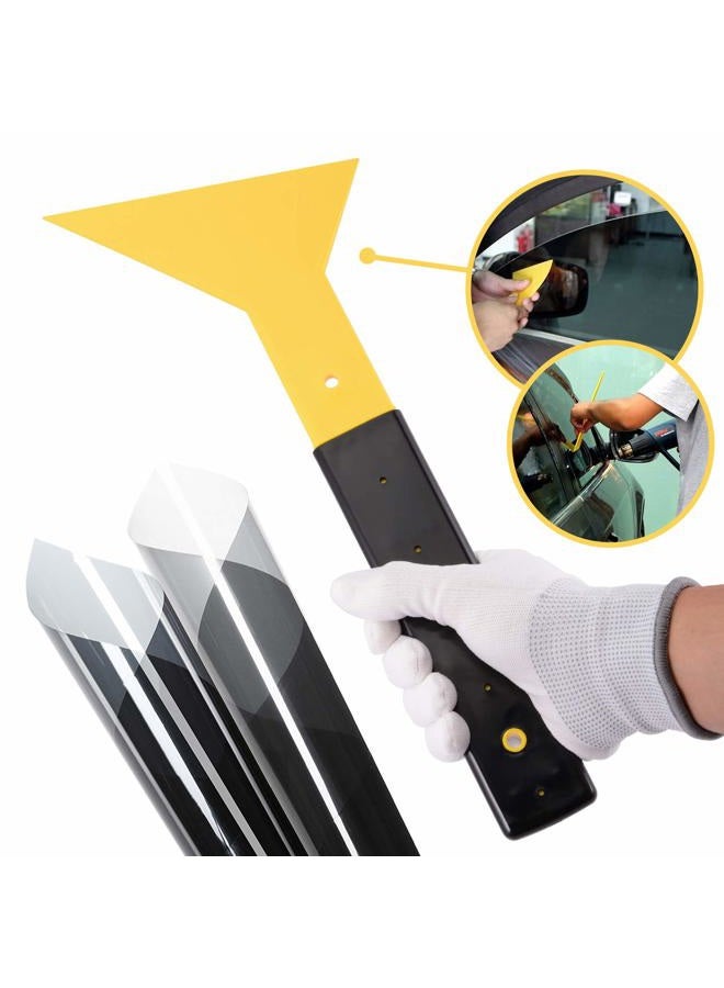 Ehdis Window Tint Squeegee Long Handle Scraper Tool Triangle Slim Foot Tinting Squeegee Windshield Snow Frost Ice Removal Tool for Cars Trucks Window Film Installation Applicator Tool - Image 4