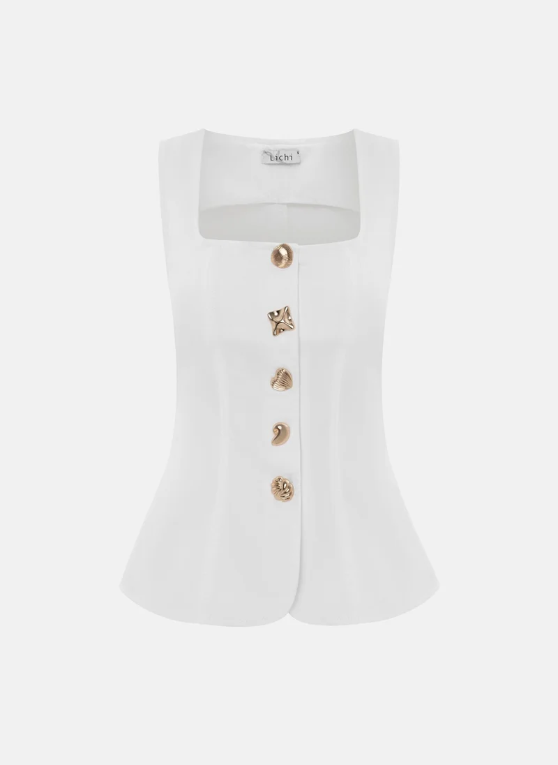 Lichi Fitted top with accent buttons