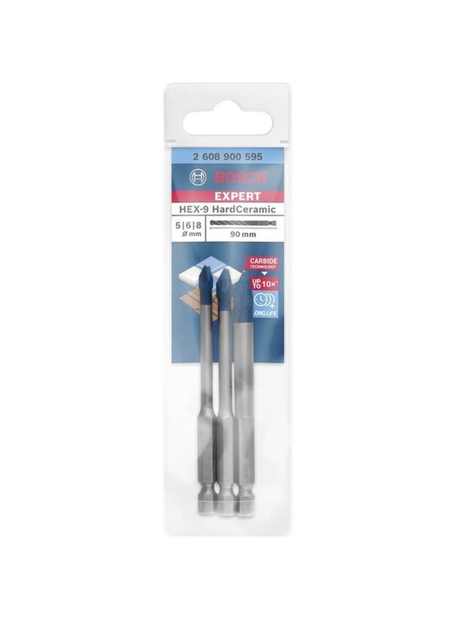 BOSCH 3-Piece Expert Hex-9 Hard Ceramic Drill Bit Set Silver and Blue JE2 608 900 595  - Image 2