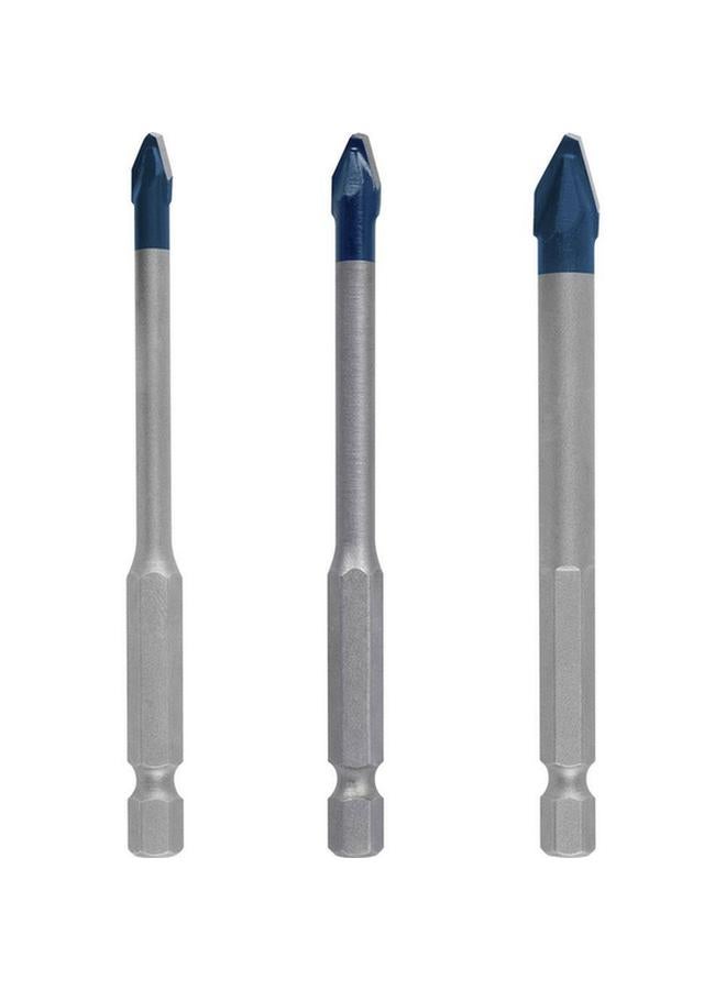 BOSCH 3-Piece Expert Hex-9 Hard Ceramic Drill Bit Set Silver and Blue JE2 608 900 595  - Image 1