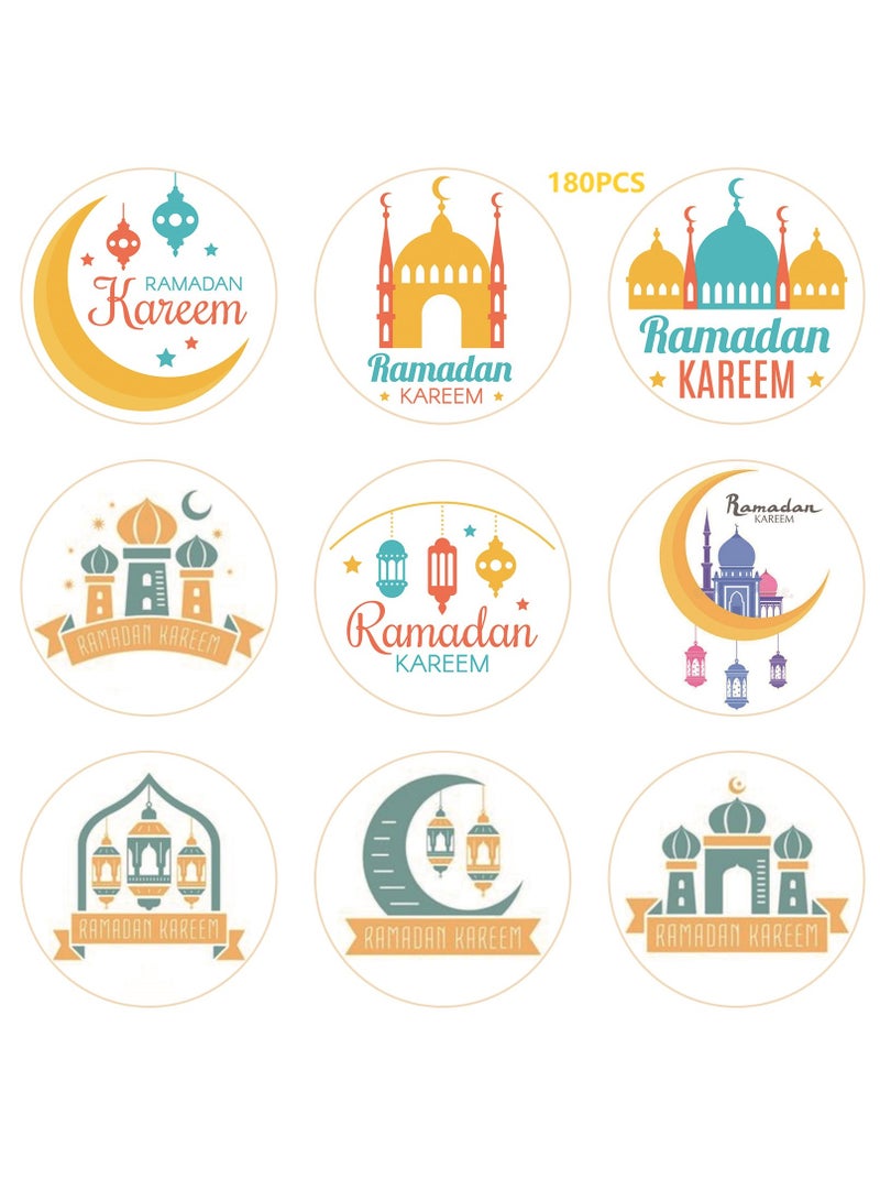 general 180 Pcs Eid Mubarak Stickers For Party Decorations Ramadan Sticker Kit Ramadan Kareem Labels For Eid Party Decorations - Image 1