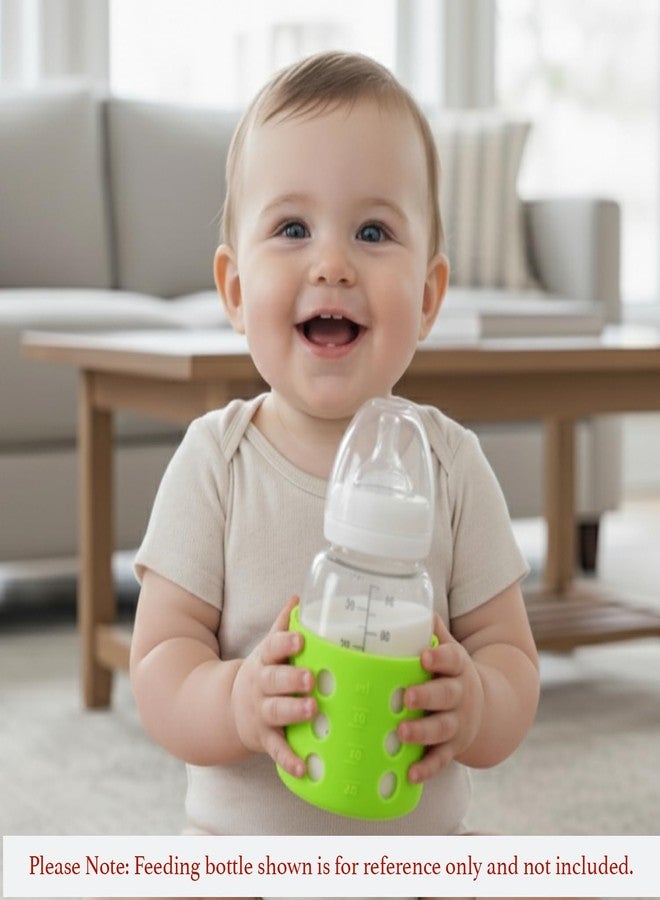 سيف-أو-كيد غطاء زجاجة سيليكون نقي خالٍ من مادة BPA من Safe-O-Kid - غطاء ناعم وغير سام لحماية زجاجات الأطفال، آمن للصغار، متين، سهل التنظيف، سعة 60 مل، أخضر - عبوة من 4 قطع - Image 2