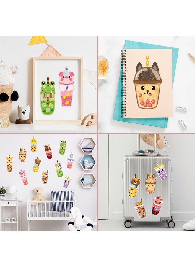 ANGOLIO 40Pcs Make A Face Boba Tea Stickers Make Your Own Animals Stickers Mix and Match Sweets and Boba Tea Party Favor Supplies for Kids Ice Cream Sticker Games Birthday DIY Art Crafts - Image 4