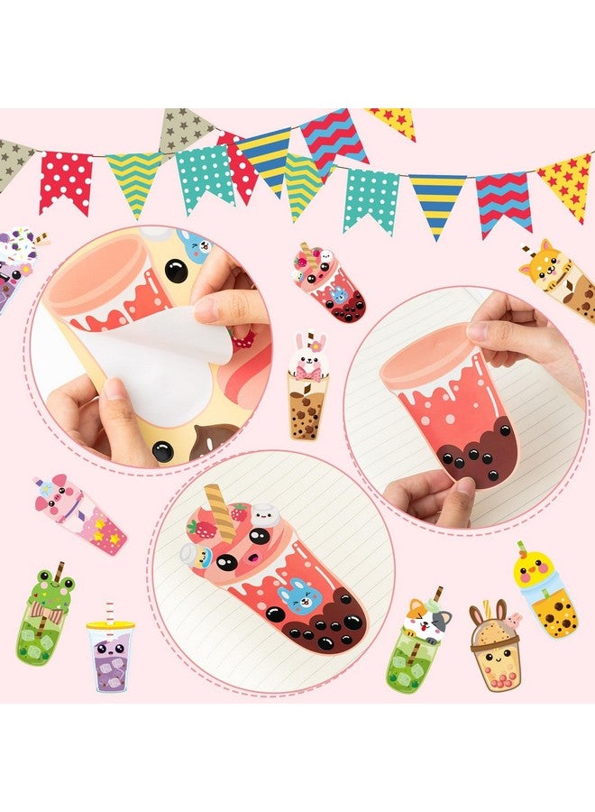 ANGOLIO 40Pcs Make A Face Boba Tea Stickers Make Your Own Animals Stickers Mix and Match Sweets and Boba Tea Party Favor Supplies for Kids Ice Cream Sticker Games Birthday DIY Art Crafts - Image 3