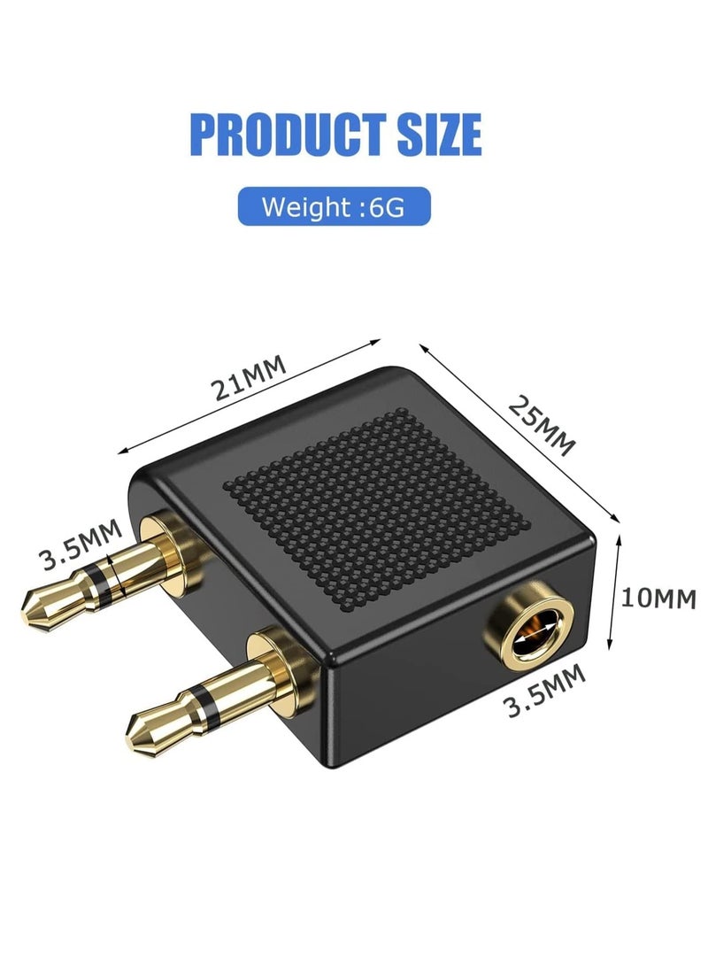 Airplane Headphone Adapter, Pack of 3 Airline Flight Headphone Converter Gold Plated 3.5mm Male to 3.5mm Female Stereo Aux Jack Headphone Adapter Compatible with More Headphones - Image 5