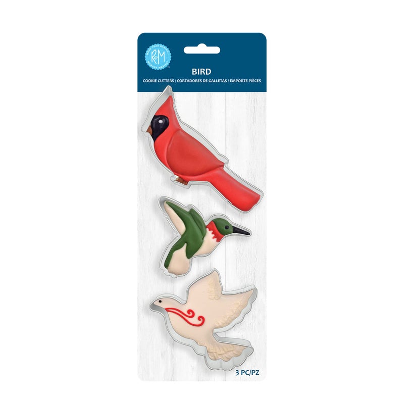 R&M RM 3Piece Bird Cookie Cutter Set Includes Cardinal Dove and Hummingbird Cookie Cutter 