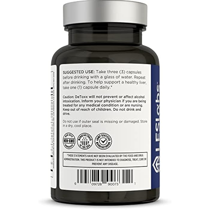LES Labs DeToxx – Better Mornings & Recovery, Liver Support, Electrolyte Replenishment & Glutathione Support – Prickly Pear, Milk Thistle & NAC – Non-GMO Supplement – 60 Capsules - Image 3