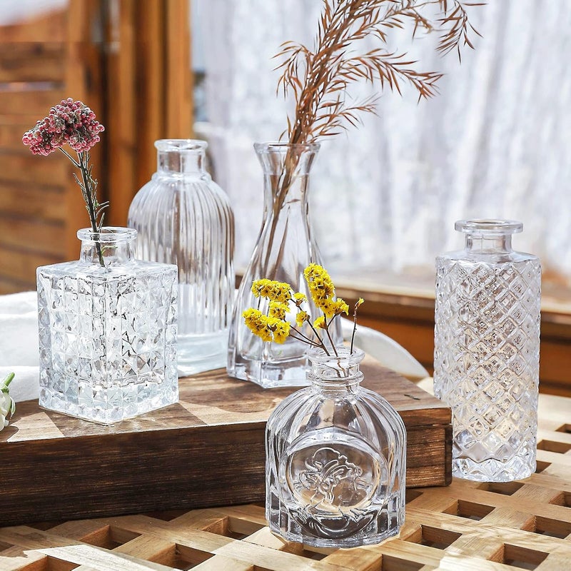 QLOFEI Glass Bud Vases -Set of 20 for Flowers, Small Clear Bud Vases in Bulk for Centerpieces Home Decor, Mini Glass Assorted for Rustic Wedding Floral Arrangements Home Table Decorations - Image 5
