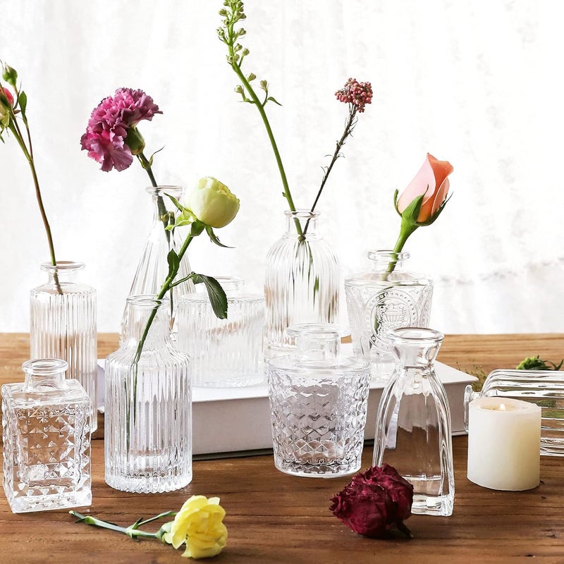 QLOFEI Glass Bud Vases -Set of 20 for Flowers, Small Clear Bud Vases in Bulk for Centerpieces Home Decor, Mini Glass Assorted for Rustic Wedding Floral Arrangements Home Table Decorations - Image 3