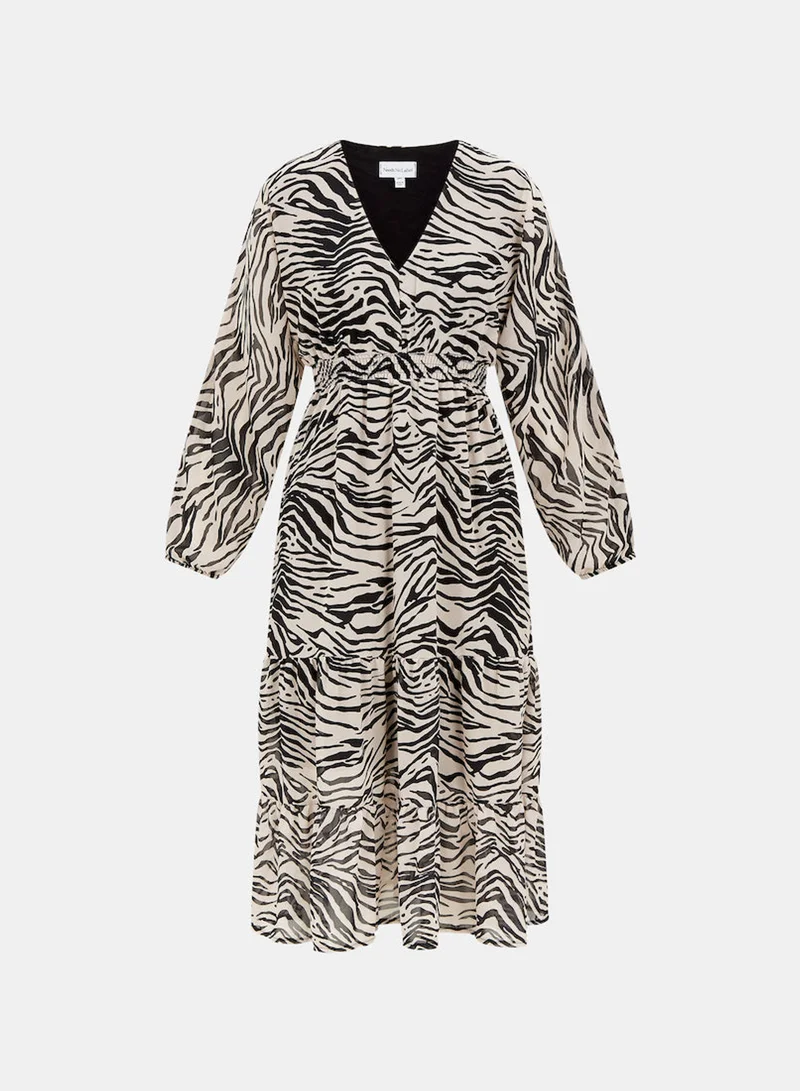 Needs No Label  Mono Animal Tiered Chiffon Midi Dress for Women | Best Price UAE