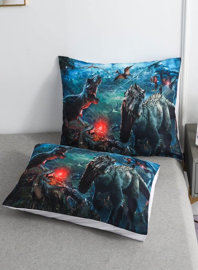 Roscloud Kids Dinosaur Comforter Set - Twin Size Boys Bed Set - 2PC 3D T-Rex & Triceratops Dinosaur WarBedding (Comforter x 1, Pillowcase x 1) - Image 4