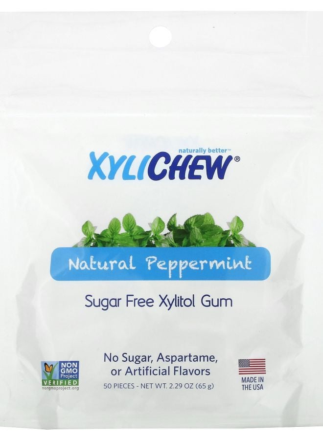 Sugar Free Xylitol Gum Natural Peppermint 50 Pieces 2.29 oz (65 g)