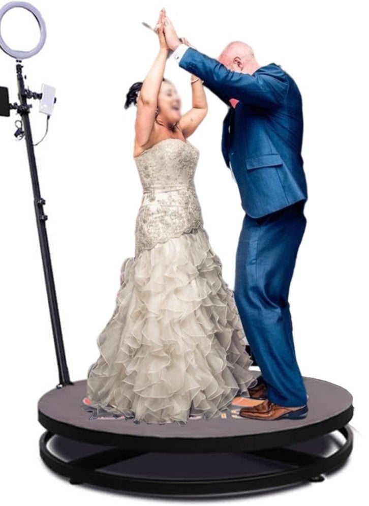 360 Photo Booth 60cm with Extra Battery, Custom Logo, App Remote Control & Auto Slow Motion for 2-3 People – Selfie Platform & Video Camera Booth for Events & Parties