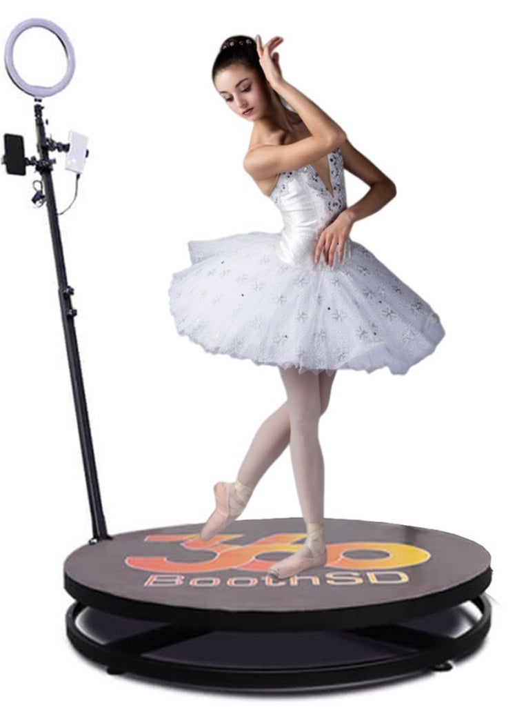 360 Photo Booth 60cm with Extra Battery, Custom Logo, App Remote Control & Auto Slow Motion for 2-3 People – Selfie Platform & Video Camera Booth for Events & Parties