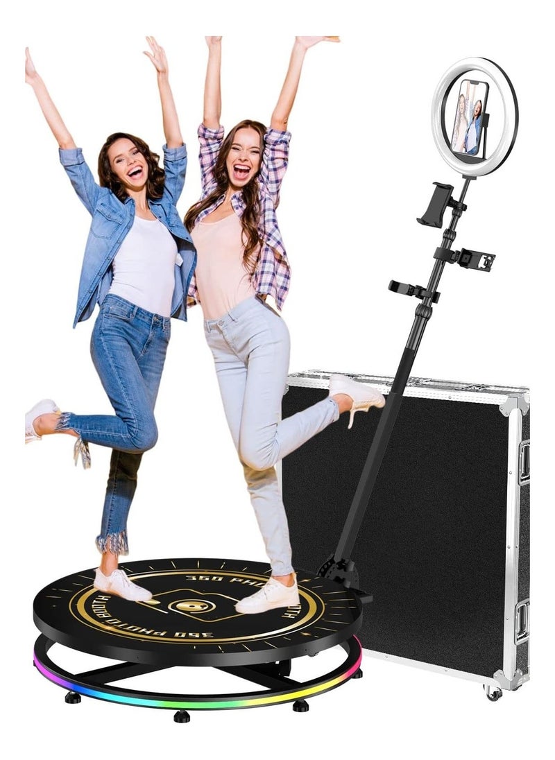 360 Photo Booth 60cm with Extra Battery, Custom Logo, App Remote Control & Auto Slow Motion for 2-3 People – Selfie Platform & Video Camera Booth for Events & Parties
