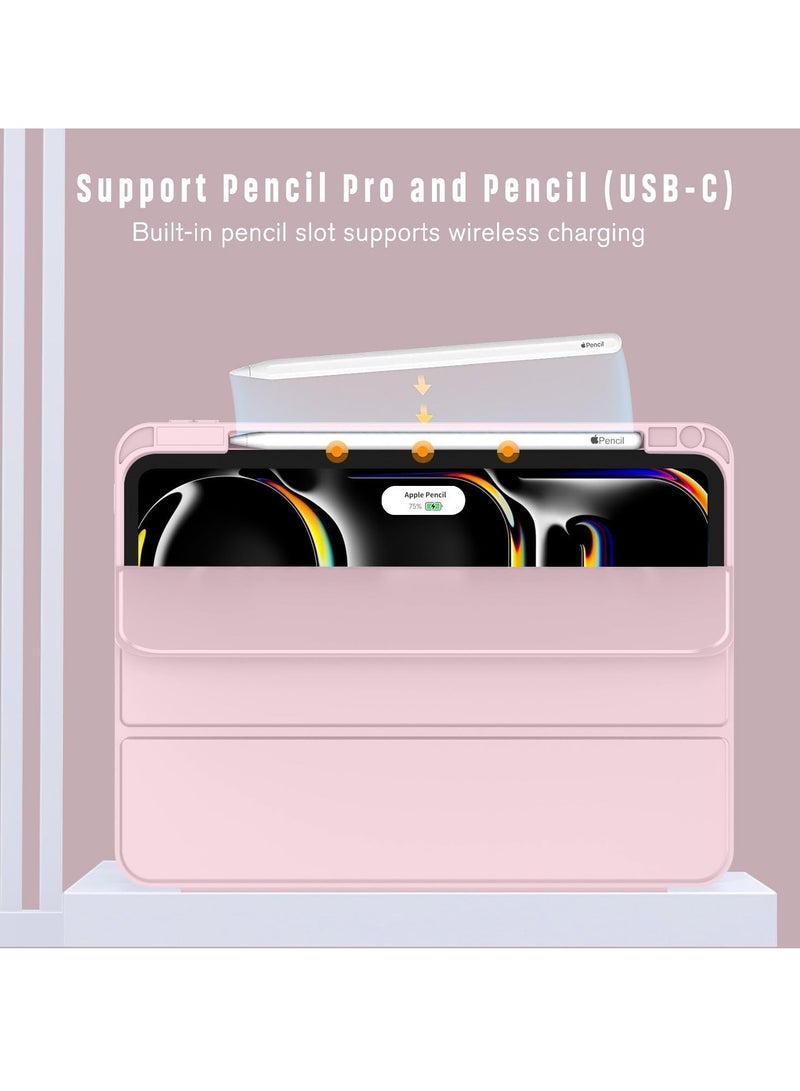 JAJEEK "2024 iPad Pro 11" Case (M4, 5th Gen) – Smart Cover with Pencil Holder, Touch ID Support & Auto Wake/Sleep Function (Pink)" - Image 2