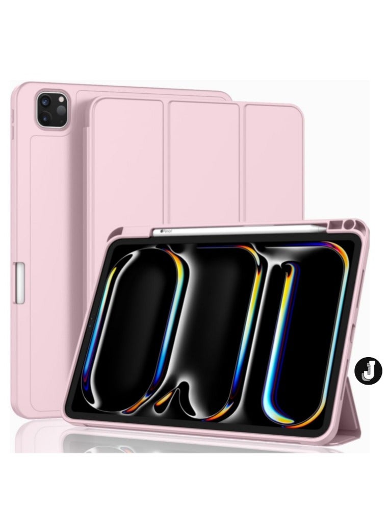 JAJEEK "2024 iPad Pro 11" Case (M4, 5th Gen) – Smart Cover with Pencil Holder, Touch ID Support & Auto Wake/Sleep Function (Pink)" - Image 1