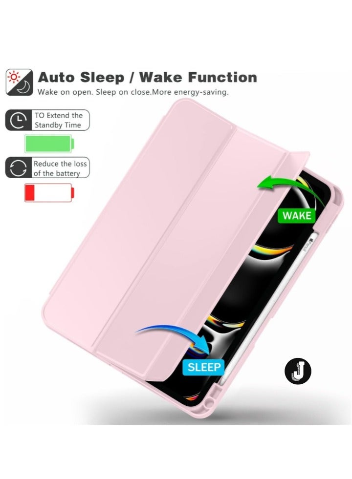 JAJEEK "2024 iPad Pro 11" Case (M4, 5th Gen) – Smart Cover with Pencil Holder, Touch ID Support & Auto Wake/Sleep Function (Pink)" - Image 4