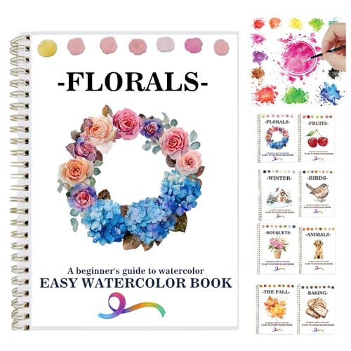 OYVOYV Watercolor Workbooks with 12 Illustractions Beginner Friendly Coloring Book Painting Kit Easy Nature Scenes Paint Set for Creative Exploration Gift for Adults (Flowers, Without Palette) - Image 1