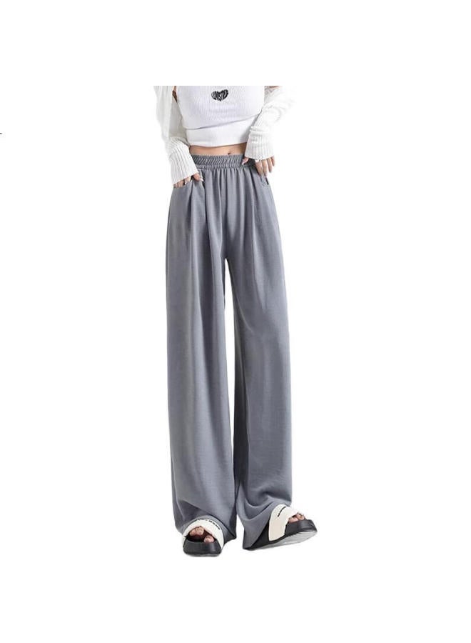 Liberal Ice Silk Wide-Leg Pants For Women, Summer Thin Style New High-Waist Draping Straight Casual Loose Relaxed Yamamoto Pants - Image 2