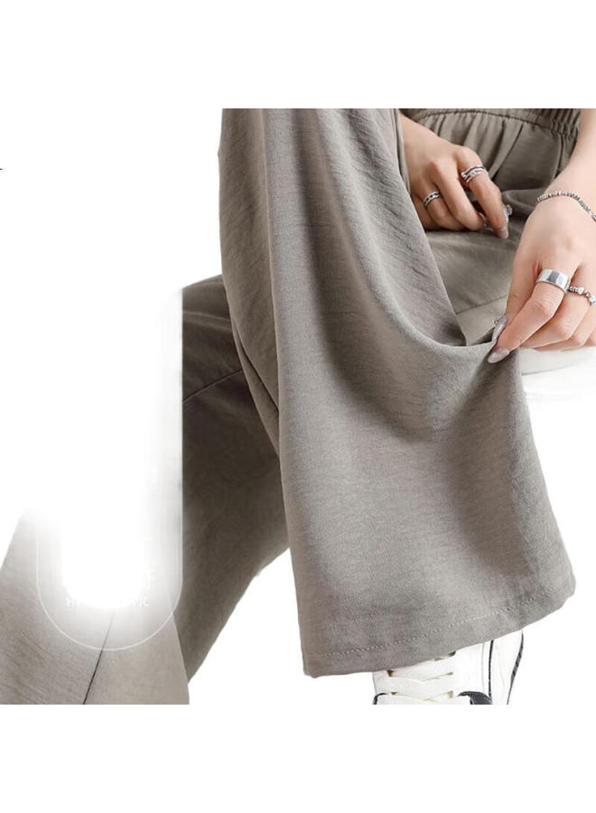 Liberal Ice Silk Wide-Leg Pants For Women, Summer Thin Style New High-Waist Draping Straight Casual Loose Relaxed Yamamoto Pants - Image 1
