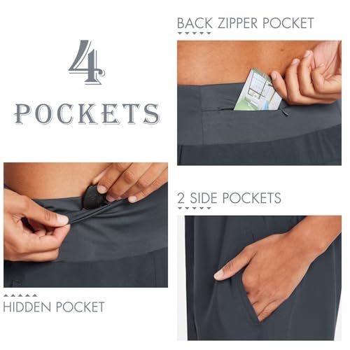 baleaf Womens' 7" Long Running Shorts Back Zipper Pocket Lightweight Quick Dry Athletic Shorts with Liner Grey Size L - Image 3
