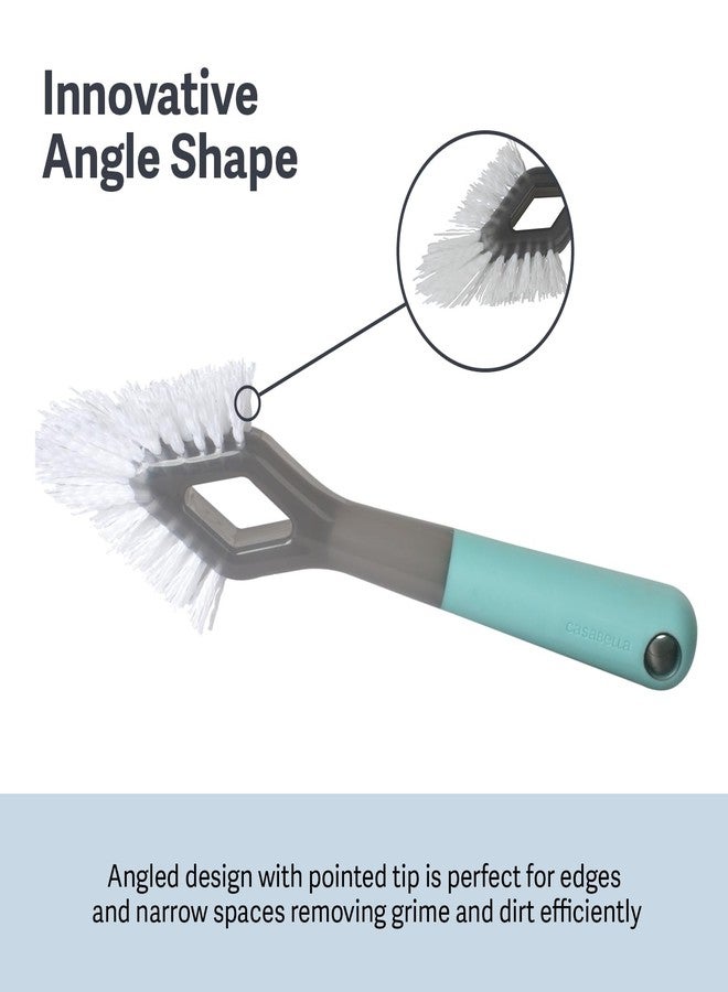 Casabella Smart Scrub Heavy Duty Tile and Grout Cleaning Brush, Gray, Grey/Aqua (15933) - Image 3