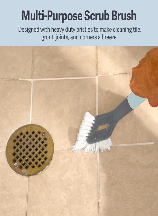 Casabella Smart Scrub Heavy Duty Tile and Grout Cleaning Brush, Gray, Grey/Aqua (15933) - Image 2
