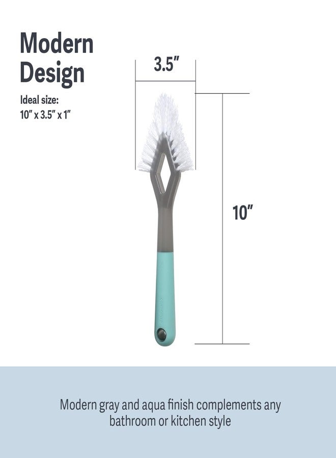 Casabella Smart Scrub Heavy Duty Tile and Grout Cleaning Brush, Gray, Grey/Aqua (15933) - Image 5