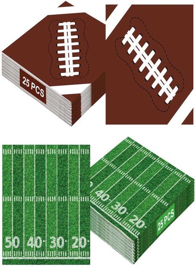 QZYL 50 PCS Football Party Supplies, 6.5 Inches Football Napkins with 2 Styles, Disposable Football Paper Napkins, Football Theme Napkins for Game Day Touchdown Birthday Party Decorations - Image 1