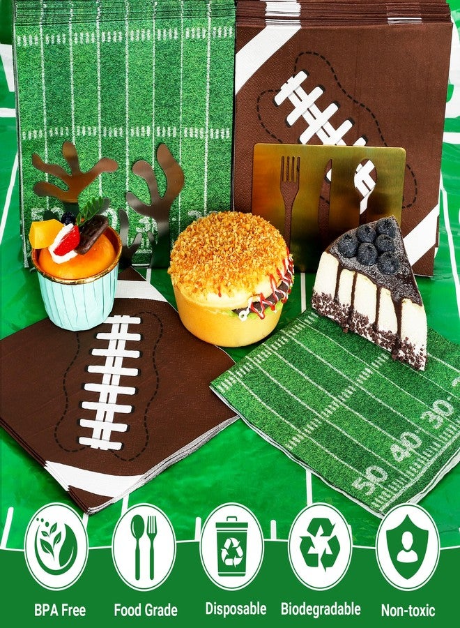 QZYL 50 PCS Football Party Supplies, 6.5 Inches Football Napkins with 2 Styles, Disposable Football Paper Napkins, Football Theme Napkins for Game Day Touchdown Birthday Party Decorations - Image 5