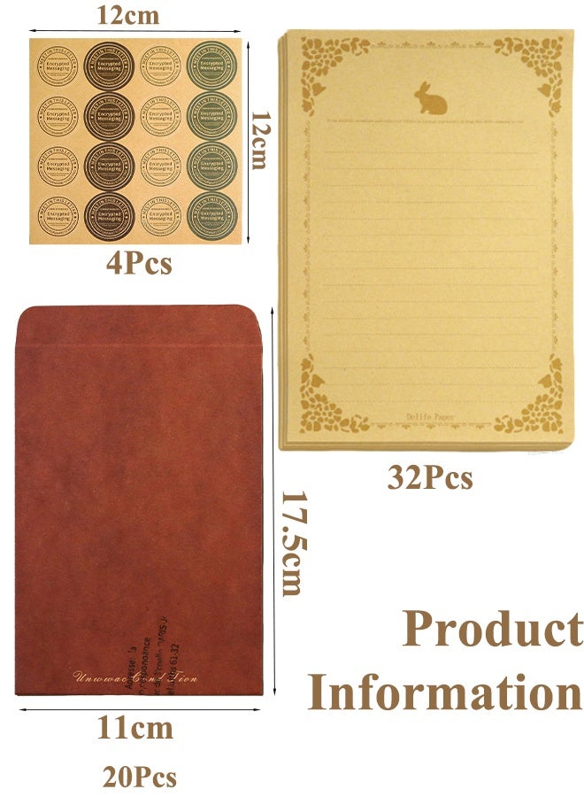 مجموعة كتابة رسائل عتيقة مكونة من 32 ورقة من ورق الرسائل و20 مظروفًا و4 أوراق من الملصقات وورق القرطاسية لحفلات الزفاف وأعياد الميلاد وعيد الفصح وعيد الميلاد - Image 2