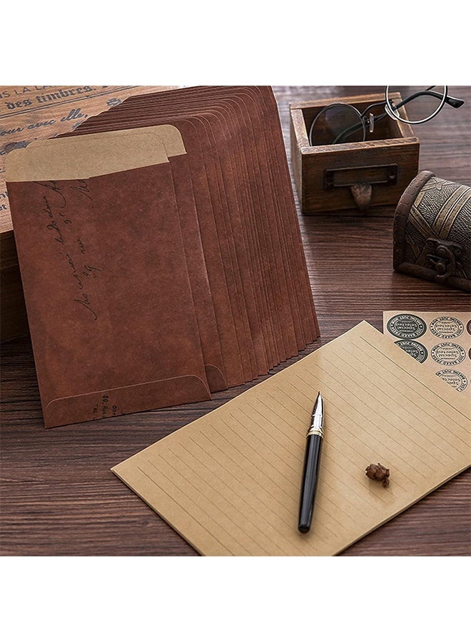 مجموعة كتابة رسائل عتيقة مكونة من 32 ورقة من ورق الرسائل و20 مظروفًا و4 أوراق من الملصقات وورق القرطاسية لحفلات الزفاف وأعياد الميلاد وعيد الفصح وعيد الميلاد - Image 4