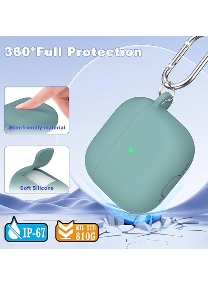 Generic - Silicone Protective  Case Cover  for AirPods 4(2024) with Keychain (Green) - Image 1