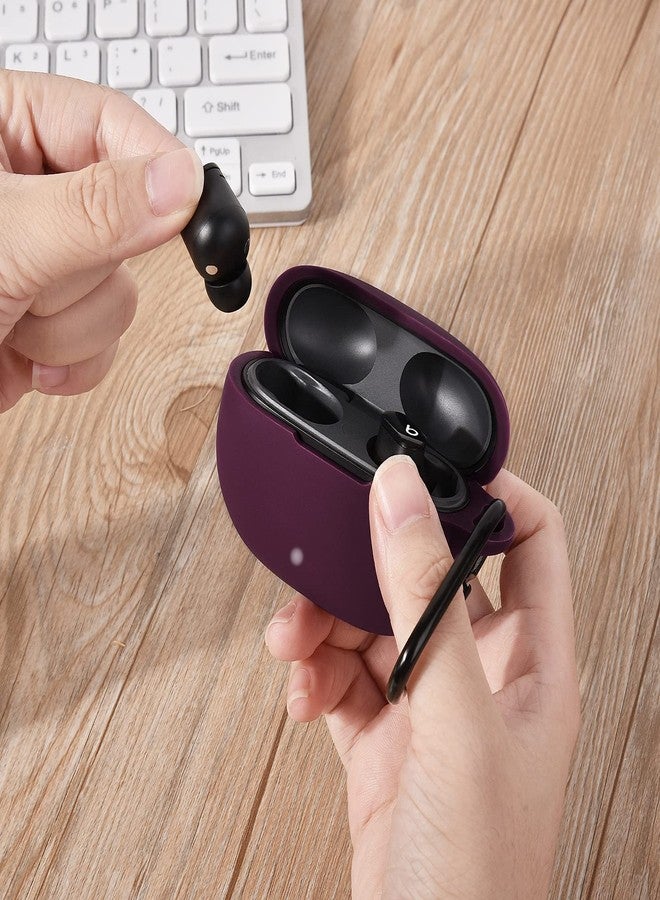 AIRSPO Silicone Case Compatible with Beats Studio Buds Case 2021 Soft Protective Cover for Beats Wireless Earbuds with Keychain (Dark Purpl) - Image 5