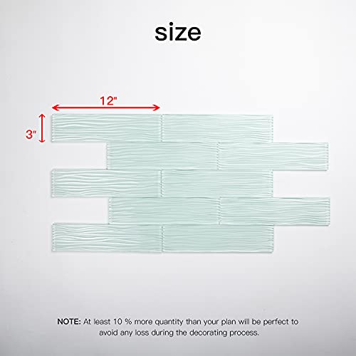 Lovdeco Light Green Water Wave Glass Subway Tile, 3 x 12 Inch, 4 Sq Ft, Backsplash for Bathroom Kitchen Wall, 16-Pack - Image 3