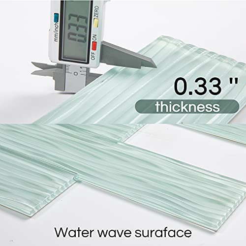 Lovdeco Light Green Water Wave Glass Subway Tile, 3 x 12 Inch, 4 Sq Ft, Backsplash for Bathroom Kitchen Wall, 16-Pack - Image 4