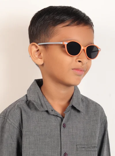 Woggles Stylish Orange & Grey Oval Kids Sunglasses