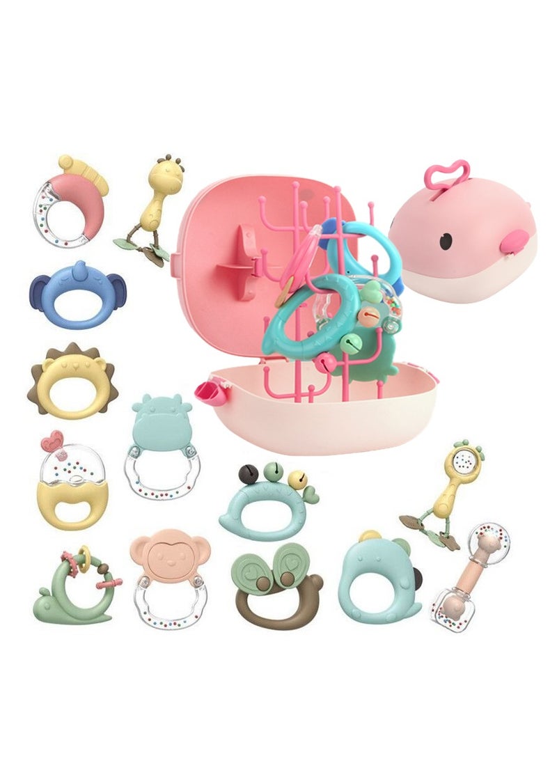13 Piece Set Baby Teething Toys for Babies 0-6 Months Rattles Teethers for Babies  Baby Shower Gifts Ages 0-1