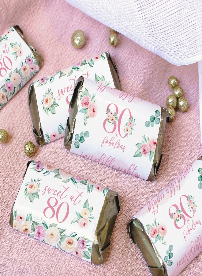 دسكتيكتفز أغلفة شوكولاتة صغيرة مزينة بالزهور الوردية من ديستنكتيفز للاحتفال بعيد الميلاد الثمانين، وملصقات هدايا حفلات عيد الميلاد الوردية الرائعة - 42 قطعة - Image 2