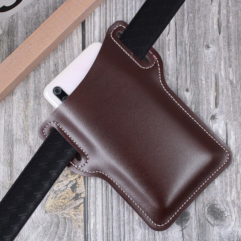 Spot Universal Waist-Mounted Mobile Phone Bag, Outdoor Leather Edc Tool Bag, Belt-Wearing Mobile Phone Leather Case(Deep coffee., M) - Image 4