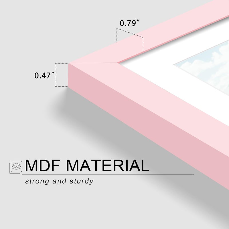 Picrit 8x12 Picture Frame Set of 12  Display 6x8 with Mat or 8x12 Without Mat  Photo Frames for Wall Mounting or Table Top Display  Pink - Image 3