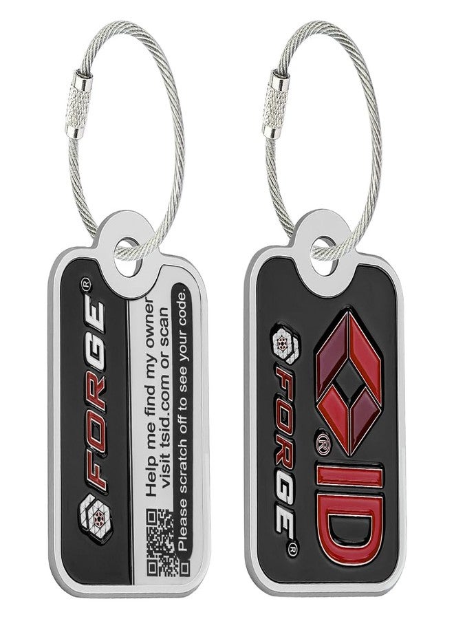 فورج بطاقات تعريف الأمتعة المفقودة والمعثور عليها من فورج سمارت، بطاقة تتبع الأمتعة العالمية، متوافقة مع وورلد ترايسر، نظام تعريف الأمتعة المدعوم من ترافل سنتري للأمتعة والحقائب وحقائب السفر والمزيد (أسود، عبوة من قطعتين) - Image 1