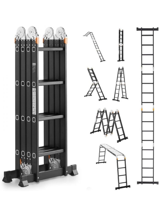 Egardenkart Egardenkart Multi-Purpose Aluminum Folding Ladder - Portable, Adjustable, Safe, and Durable for Home, Work, and Outdoor Use (4x4-4.7mtrs)  - Image 1