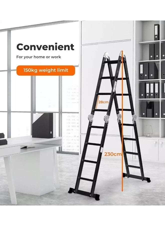 Egardenkart Egardenkart Multi-Purpose Aluminum Folding Ladder - Portable, Adjustable, Safe, and Durable for Home, Work, and Outdoor Use (4x4-4.7mtrs)  - Image 2