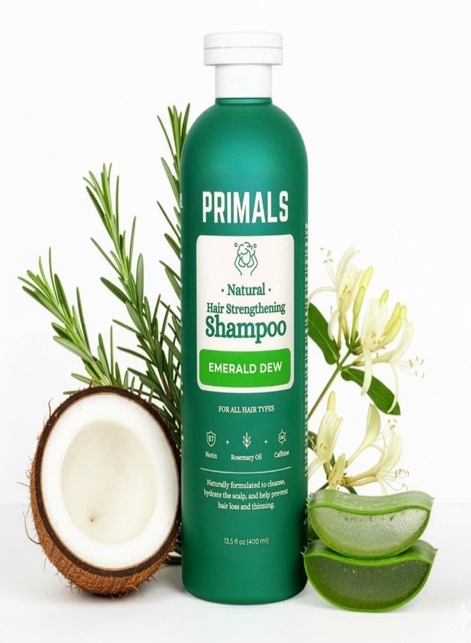 PRIMALS Hair Strengthening Shampoo - Caffiene, Biotin, Raw Honey, Rosemary Oil - Anti Hair Thinning - Natural Ingredients - Zero Artificial Fragrances, Sulfates, Parabens, or Dyes - 13.5 Fl Oz - Image 1