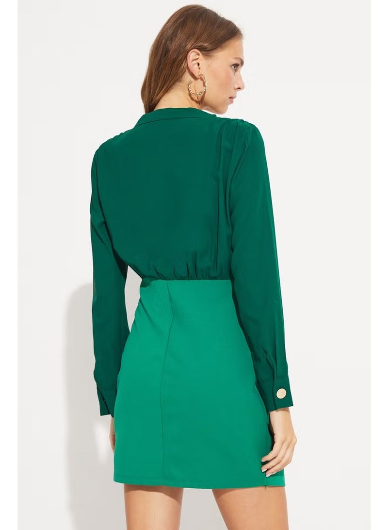 JUNE Fitted Dress with Button Detail - Image 3